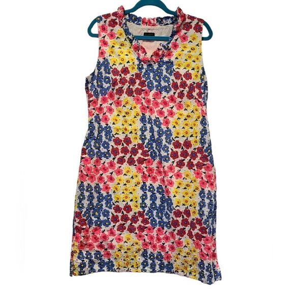 Talbots Eyelet Vibrant Floral Shift Dress, Cottagecore Coastal Grandma | 14 - Picture 2 of 13